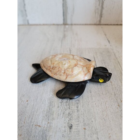 Stone carved Turtle black unique vintage figure home decor - Picture 1 of 7